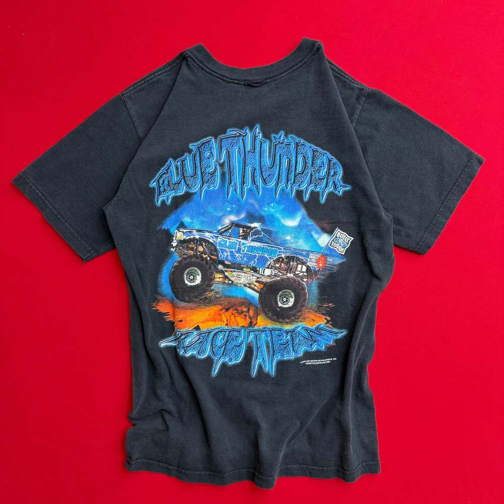 Vintage 2007 Monster Jam Blue Thunder T-Shirt Size Small Race Team Ford Graphic